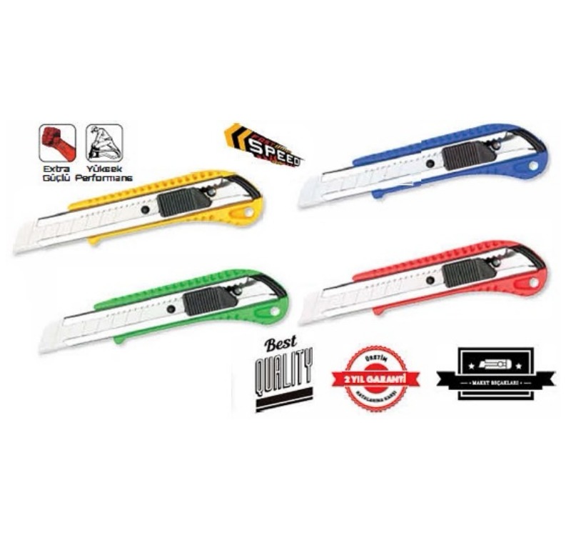 Tomax Eko Plastik Maket Bıçağı (Mavi, Sarı, Yeşil, Kırmızı) -03087003